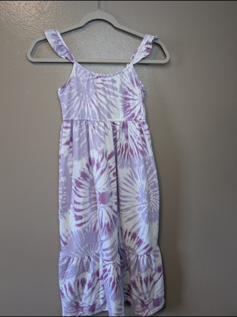 32 Degrees Lavender and White Tie-Dye Ruffle Strap Dress